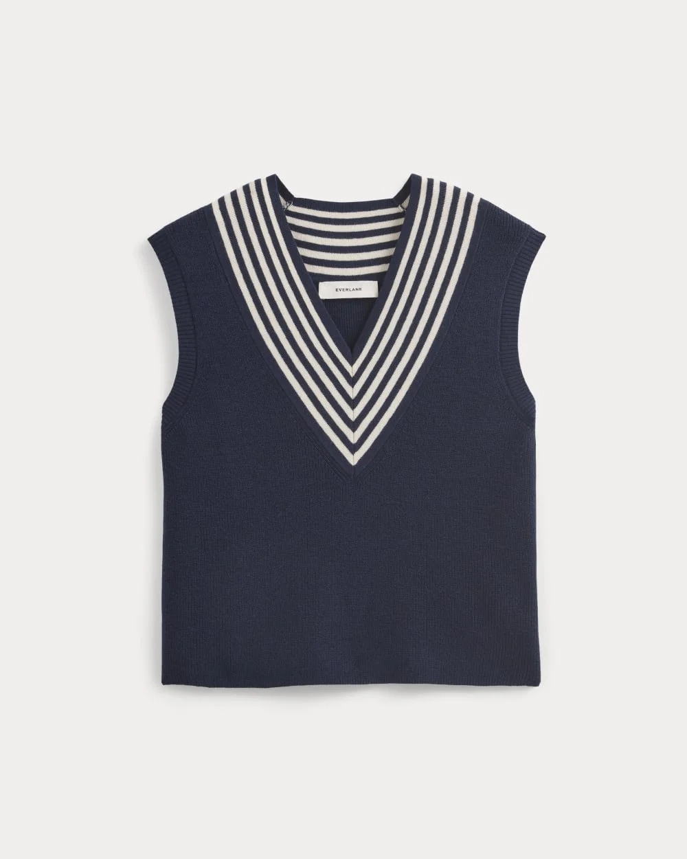 Relaxed V-Neck Vest in Cotton Merino | Navy (5)