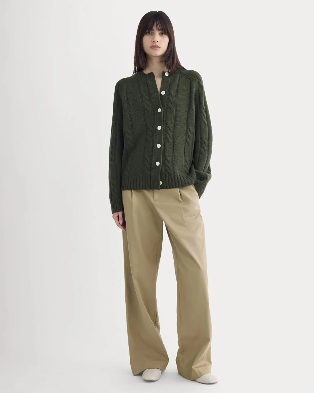 Cable Cardigan in Extrafine Luxe Merino | Dark Forest (4)