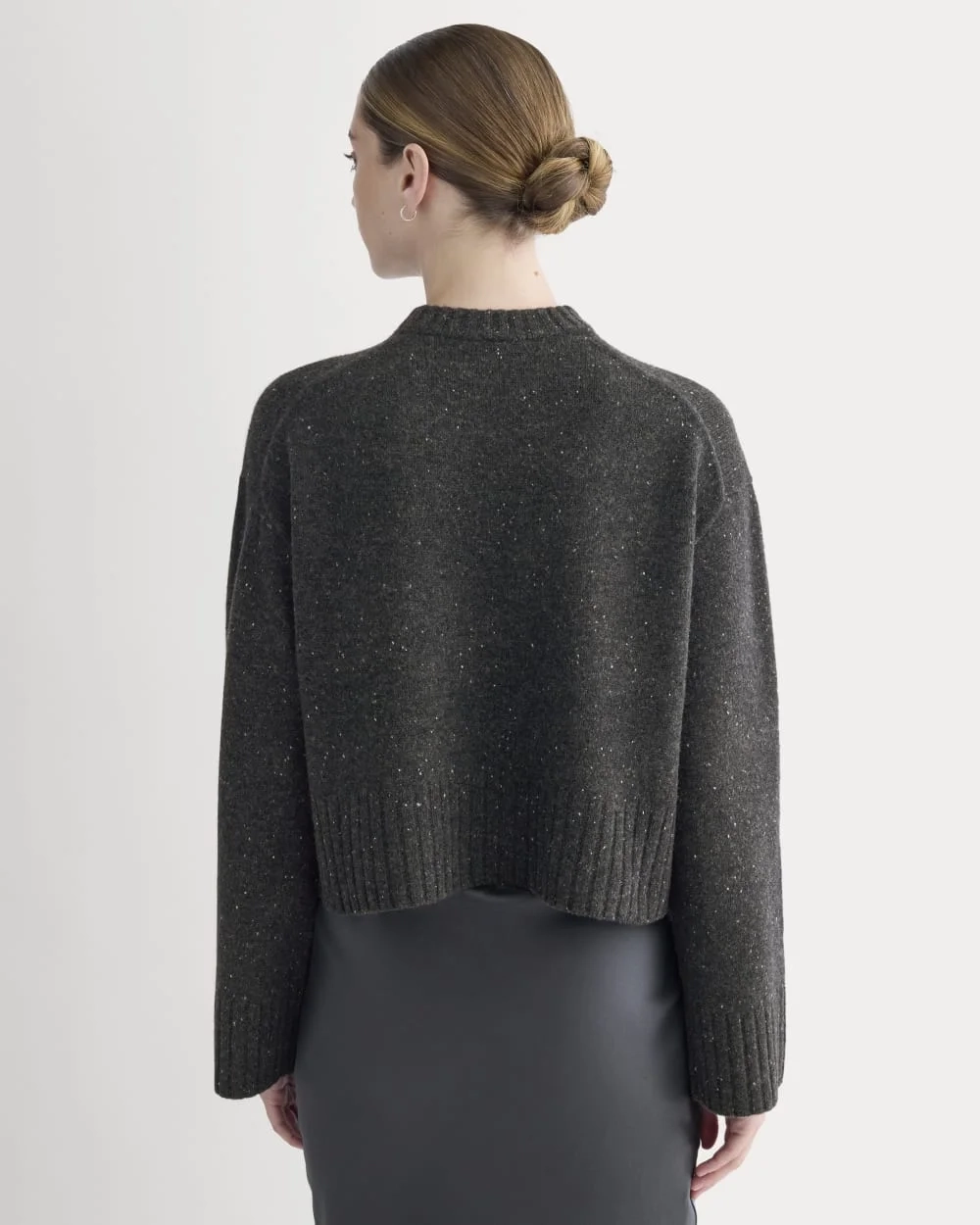 Cropped Boxy Crew in Luxe Merino | Heathered Black Donegal (5)