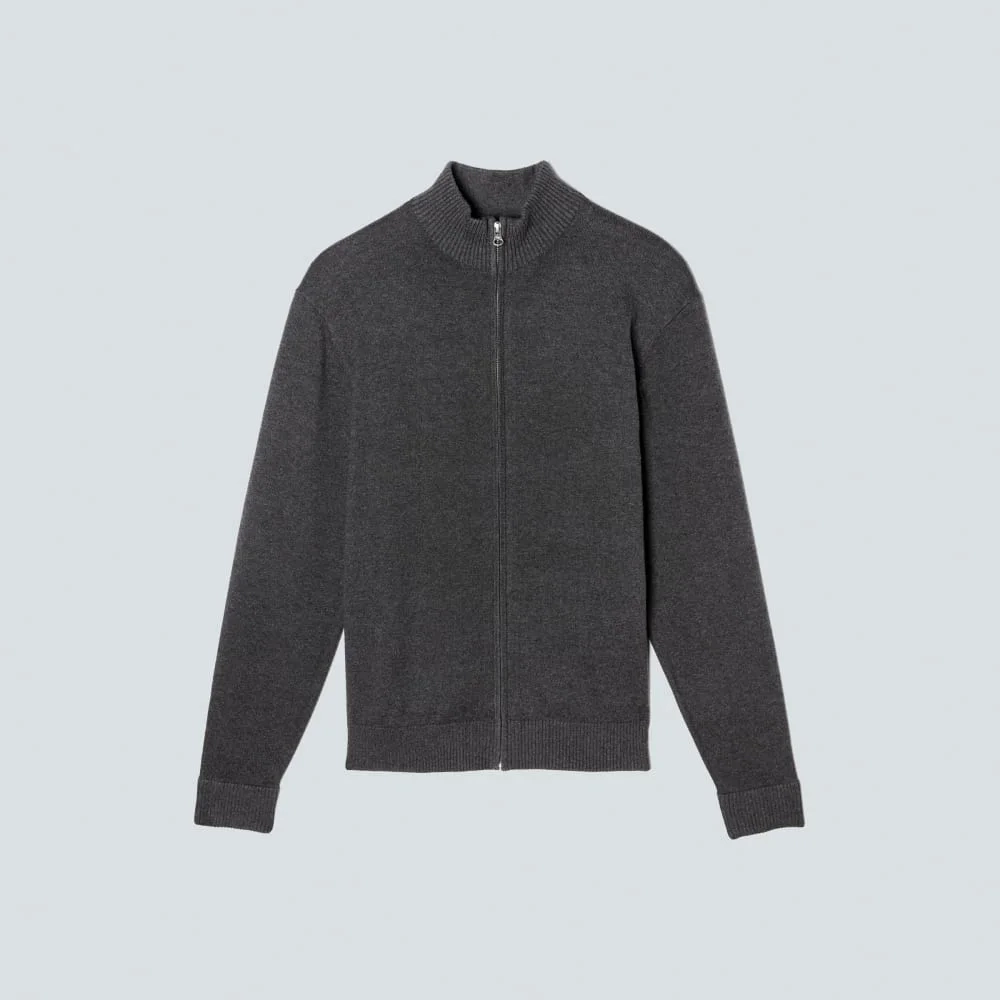 The No-Sweat Full Zip Sweater | Heather Ash (4)