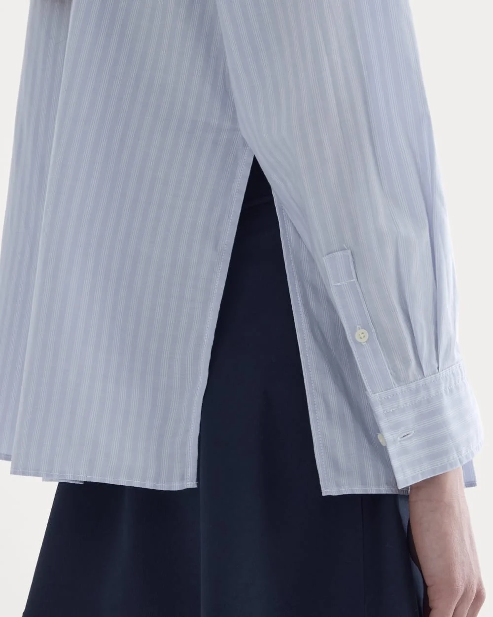 The Pleated Shirt in Silky Cotton | Forever Blue / Optic White (4)