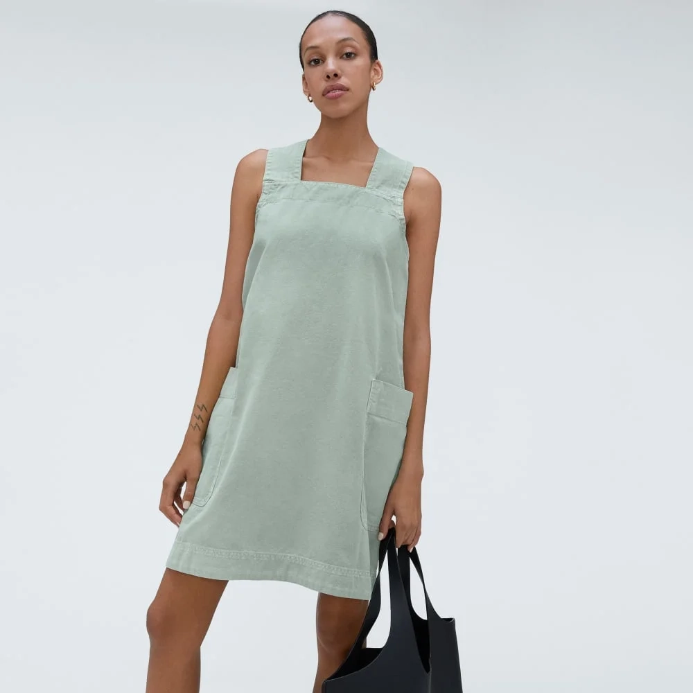 The Cross-Back Apron Mini Dress | Sea Glass (5)