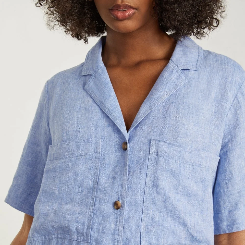 The Linen Workwear Dress | Medium Blue (4)