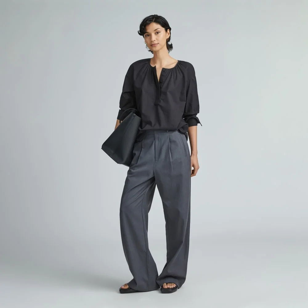 The Silky Cotton Balloon Sleeve Top | Black (6)