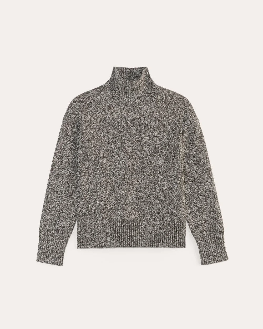 The Boxy Turtleneck in Everyday Cotton | Canvas / Black Twist (6)