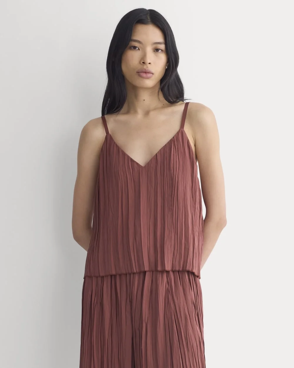 Crinkle Trapeze Tank | Henna Red (2)