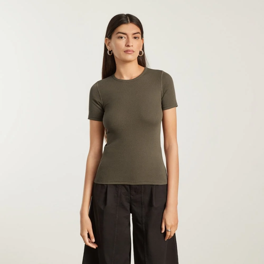 The Pima Micro-Rib Crew Tee | Beech (5)