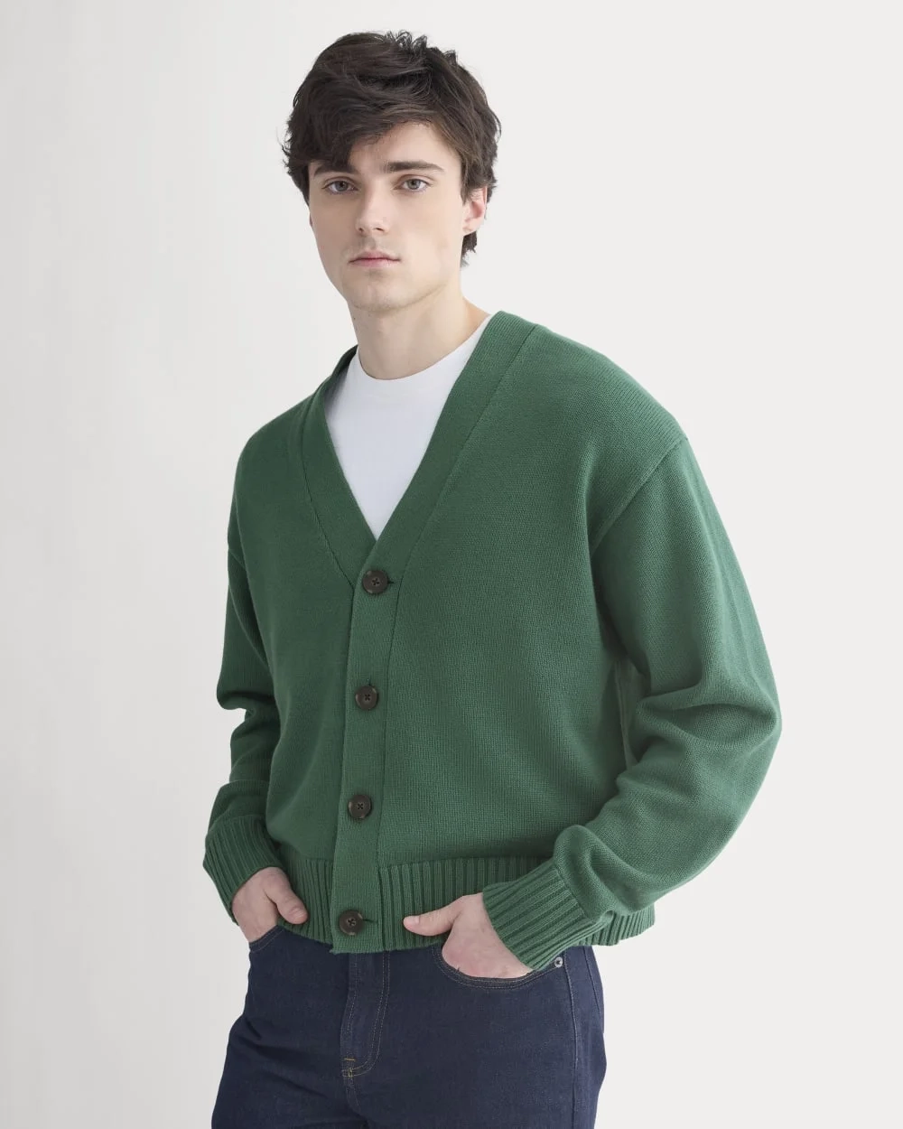 Cropped Cardigan in Everyday Cotton | Hunter Green