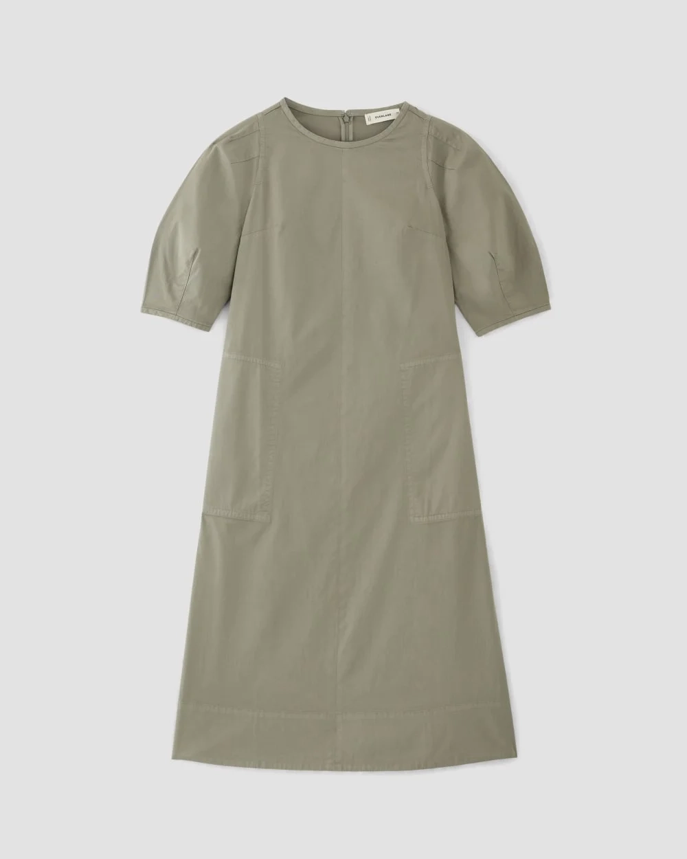 The Short-Sleeve Puff Midi Dress | Sage Green (7)