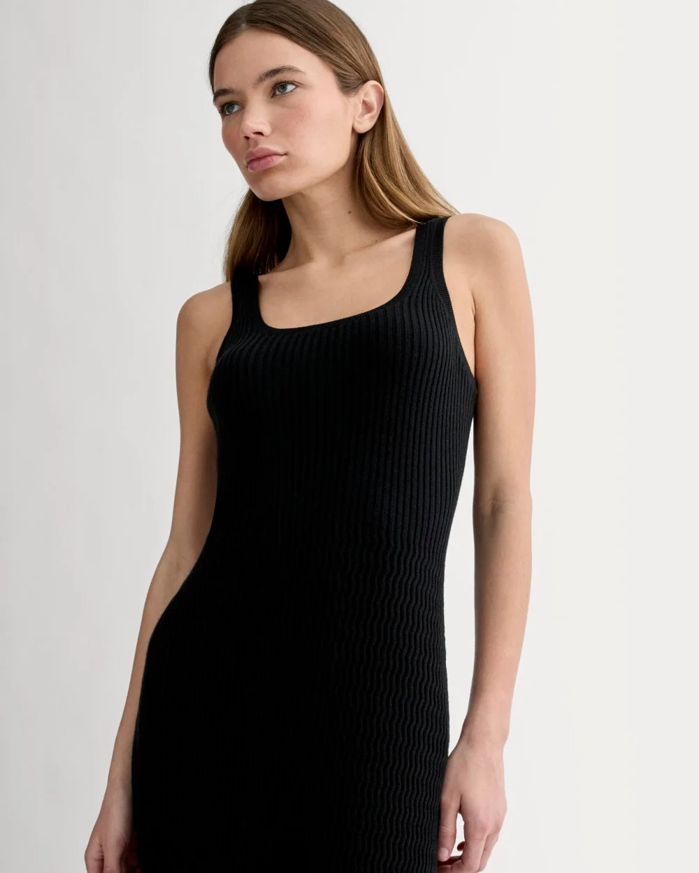 The Crochet Knit Tank Dress | Black (4)
