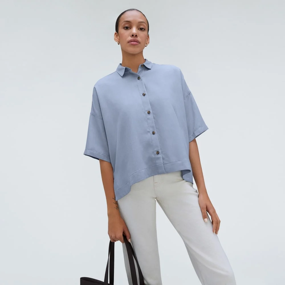 The Drapey Square Shirt | Blue Slate (4)