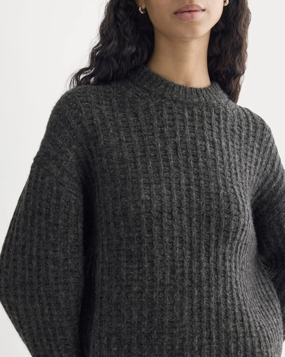 Waffle Sweater in Cloud | Heathered Soot (7)