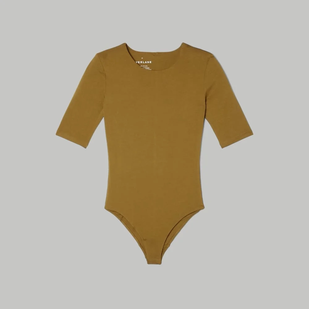 The Short-Sleeve Crew Neck Bodysuit | Tapenade | Bikini (5)