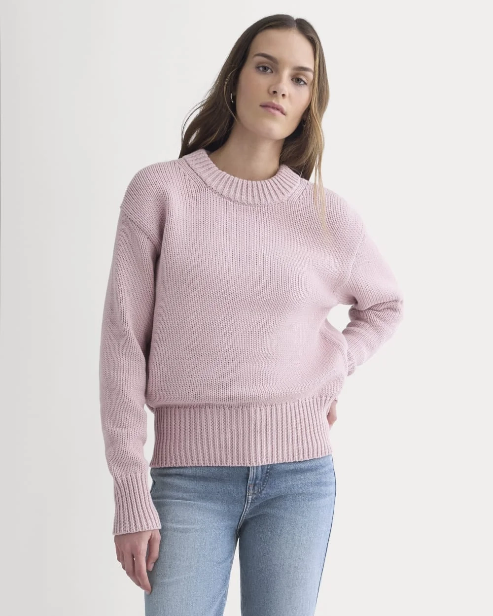 Oversized Cocoon Crew in Elevated Cotton | Burnished Lilac