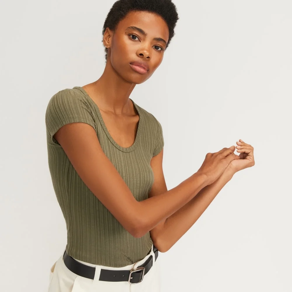 The Rib Soft Knit Scoop-Neck Tee | Kalamata (4)