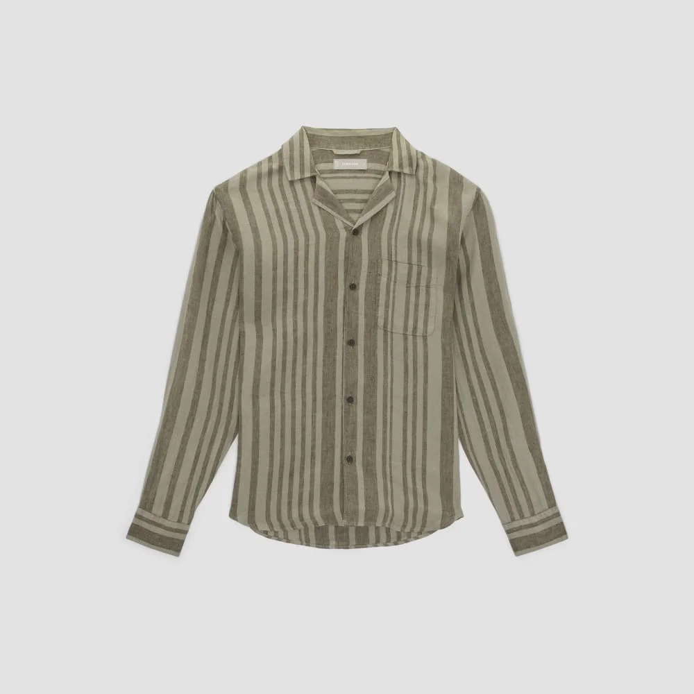 The Relaxed Linen Long-Sleeve Shirt | Seagrass / Kalamata (4)