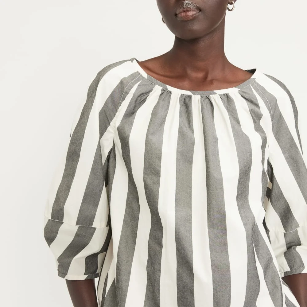 The Poplin Scoop-Neck Top | Bone / Black (4)