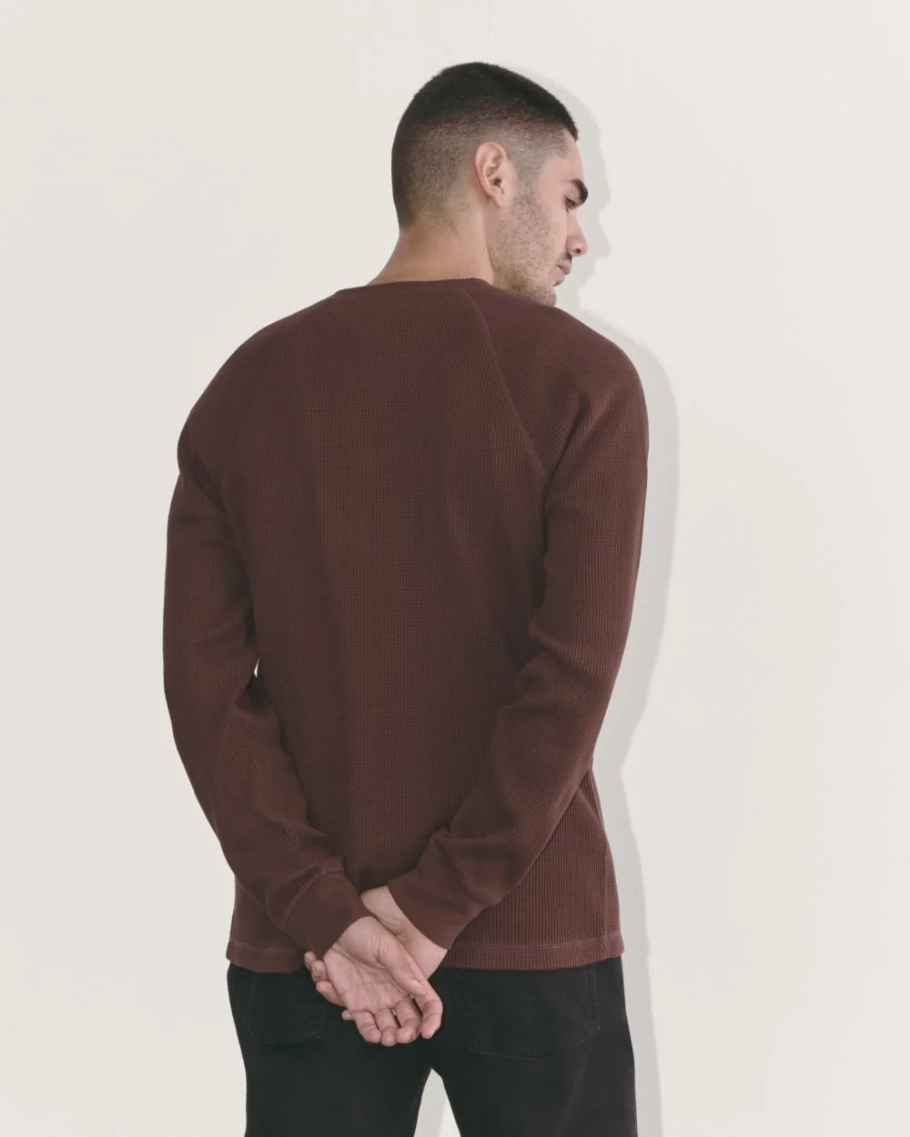 The Waffle Long-Sleeve Henley | Dark Mahogany (5)