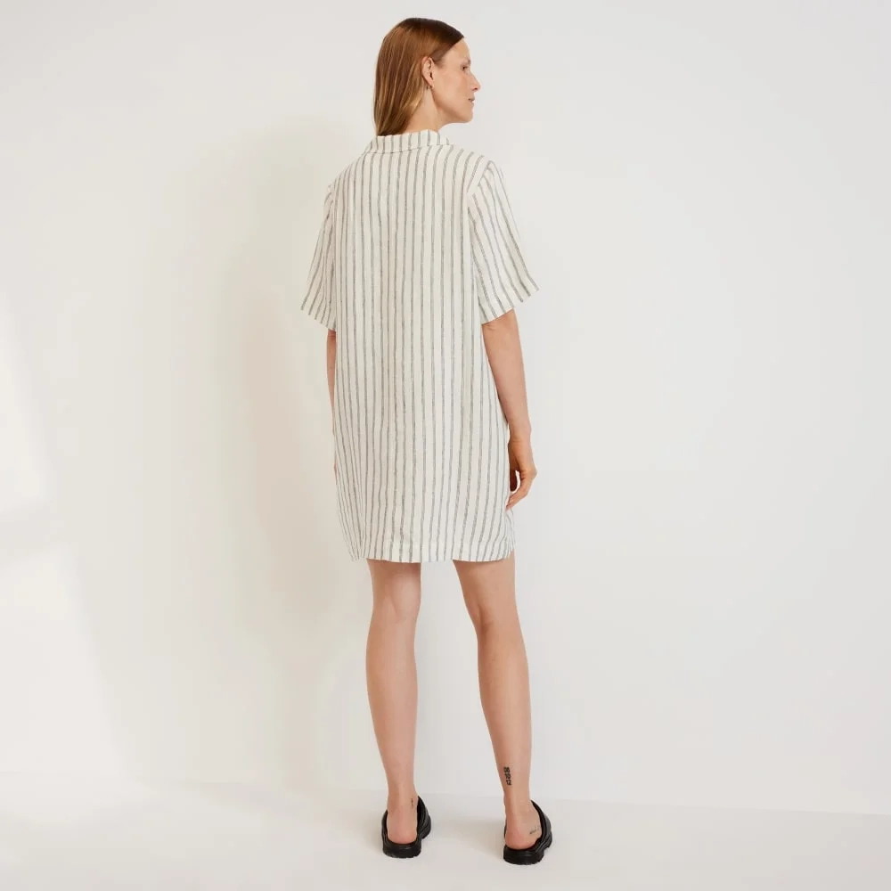 The Linen Workwear Dress | Black / Canvas Tan (5)