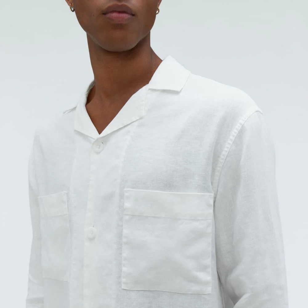 The Long Sleeve Linen Camp Shirt | White (5)