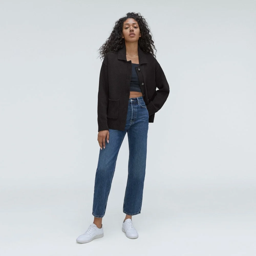 The Cotton Chore Sweater Jacket | Black (4)