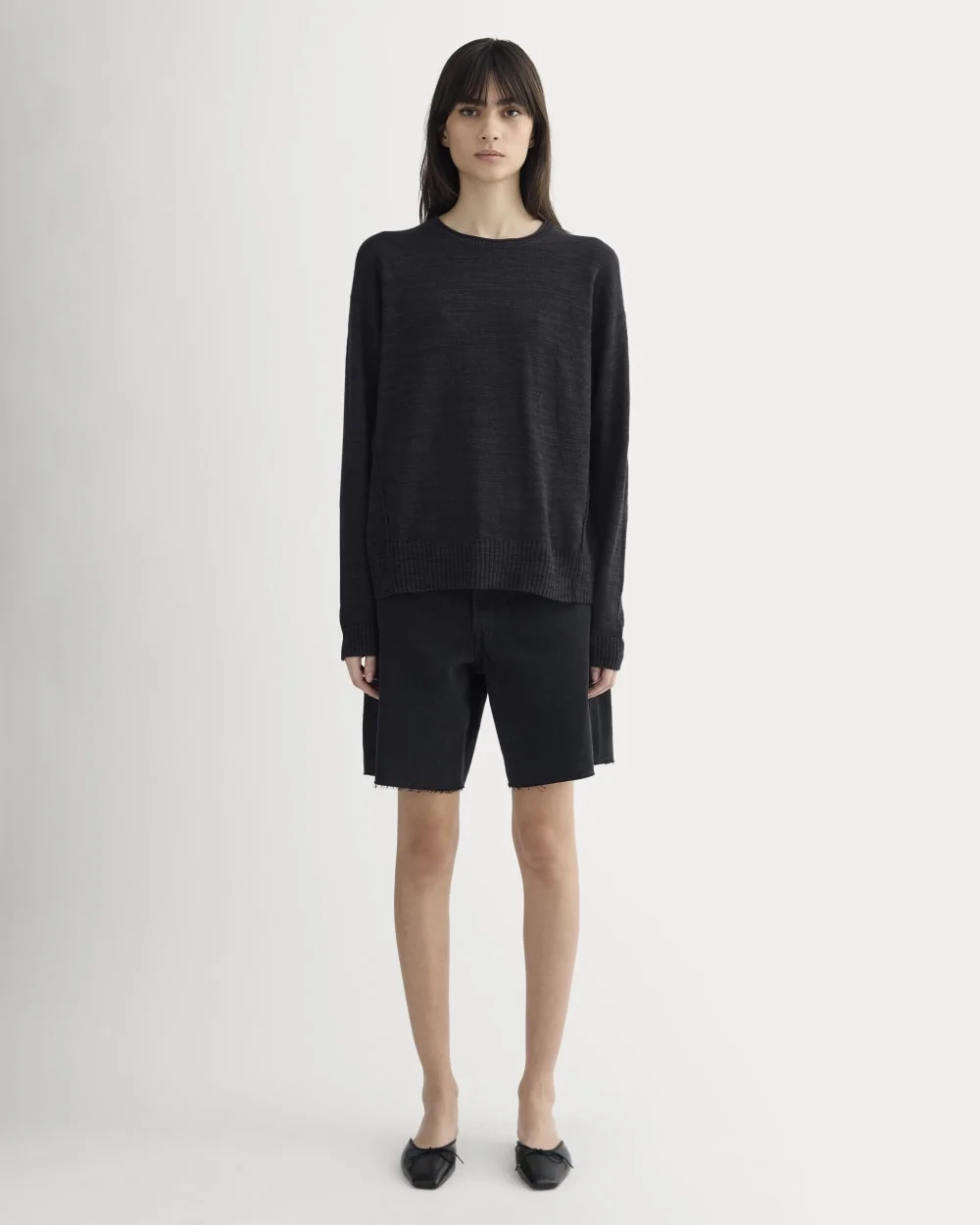The Slouch Sweater in Cotton Linen | Black (5)