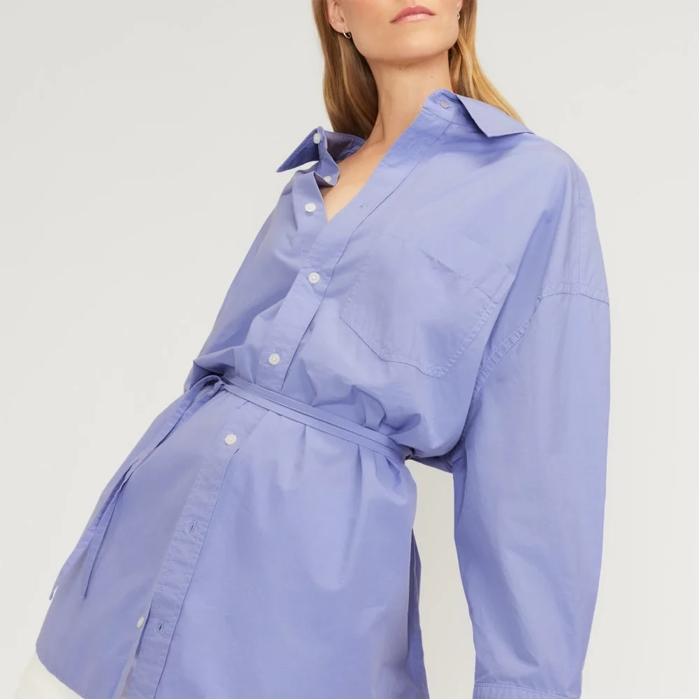 The Poplin Tie Back Shirt | Cornflower Blue (6)