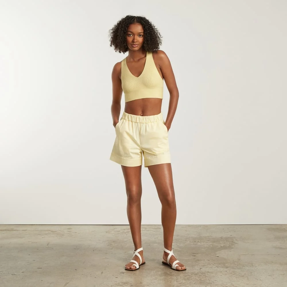 The Cross-Back Cropped Sweater Top | Pastel Yellow (5)