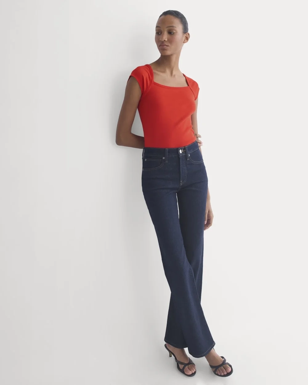 RetroSoft Cotton Square-Neck Tee | Fiery Red (6)