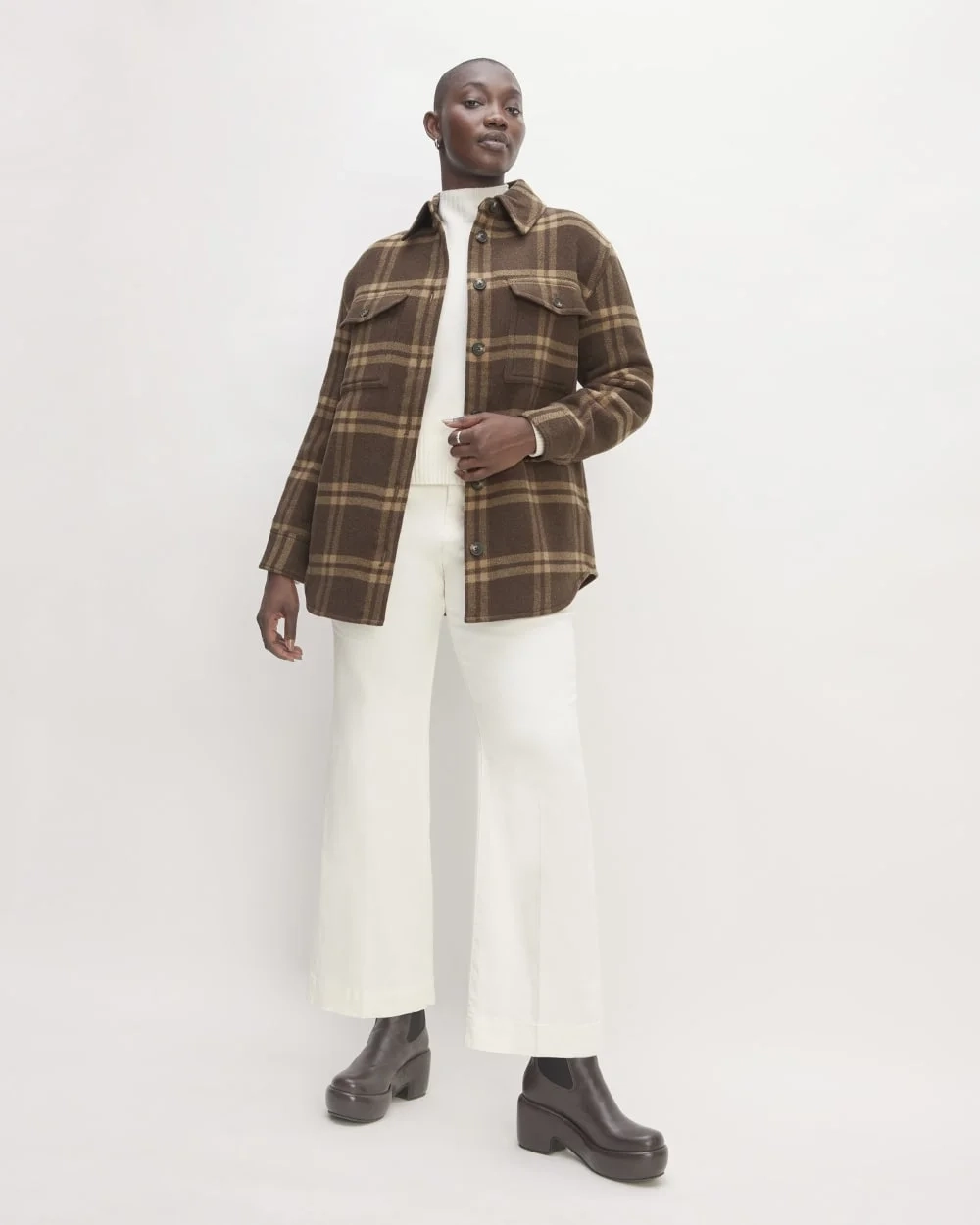 The Italian ReWool® Oversized Shirt Jacket | Brown / Camel (5)