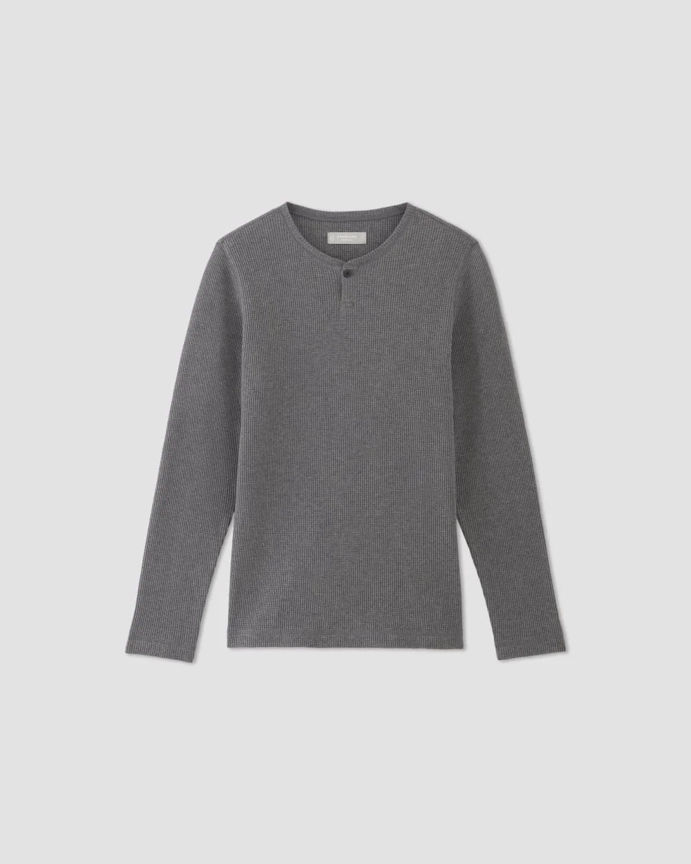 The Waffle Long-Sleeve Henley | Heathered Charcoal (4)