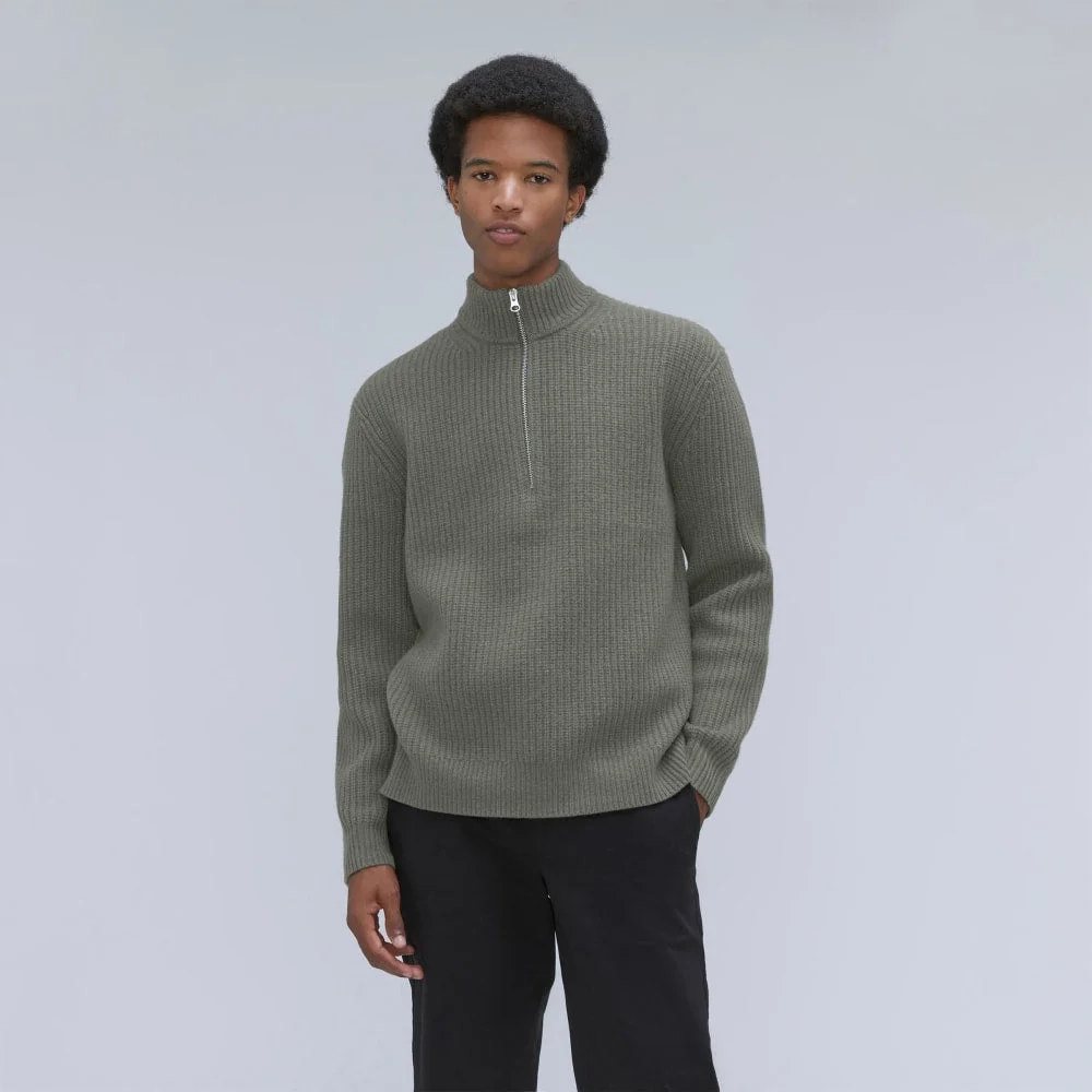The Felted Merino Half-Zip Sweater | Storm Green (7)