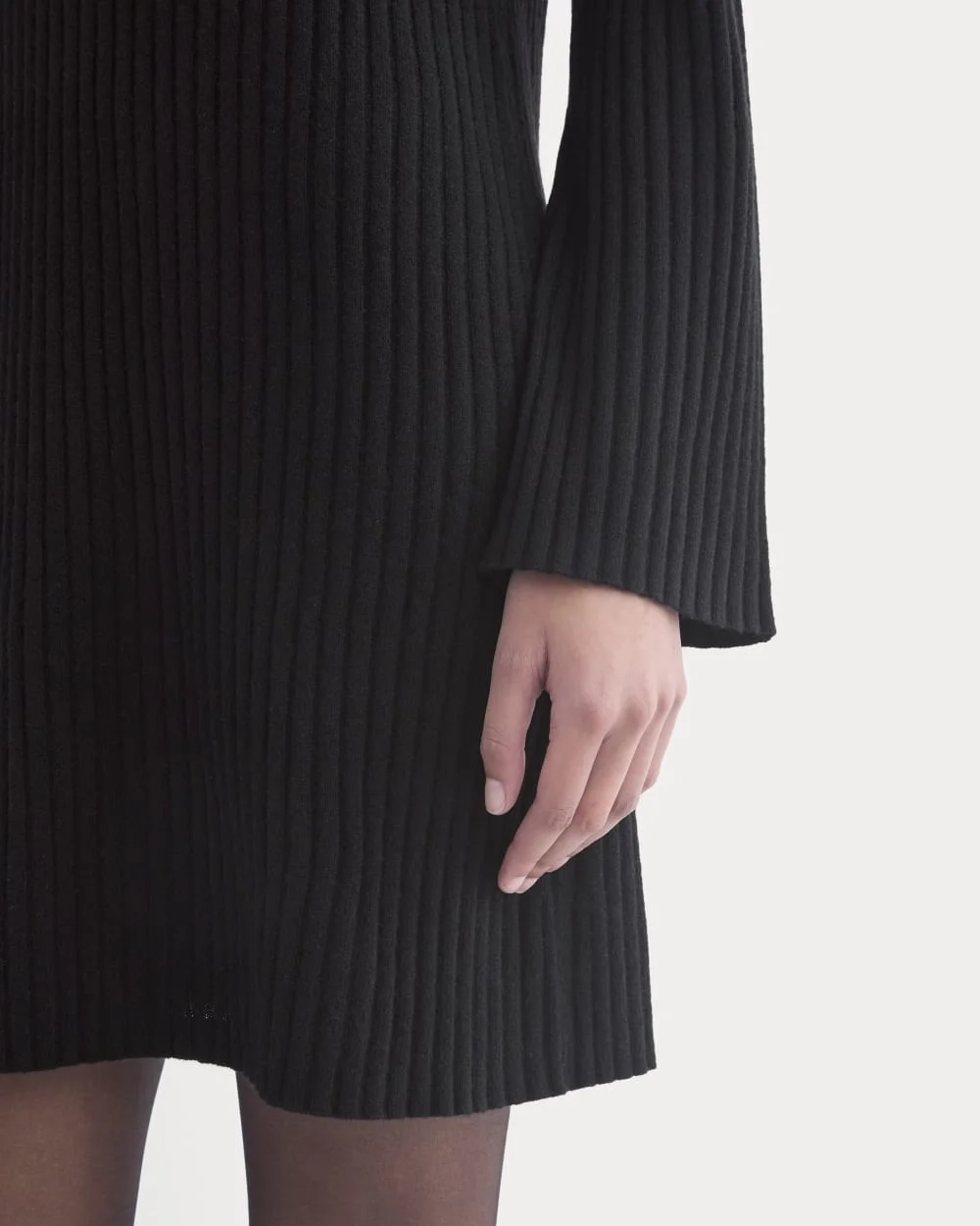 Cashmere Long-Sleeve Mini Dress | Black (5)
