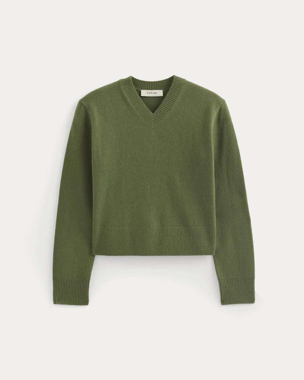 Cashmere Cropped High-V Sweater | Forest Green (4)
