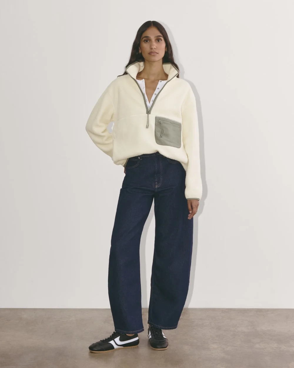 The ReNew Fleece Oversized Half-Zip | Heathered Oat (5)