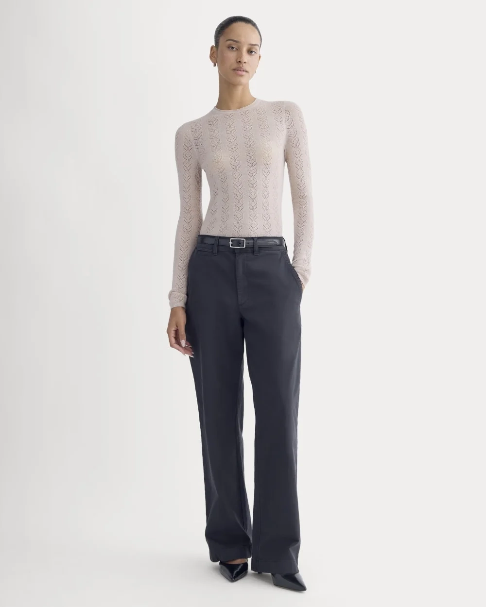 The Pointelle Crew in Ultrasoft Merino | Pale Blush (4)