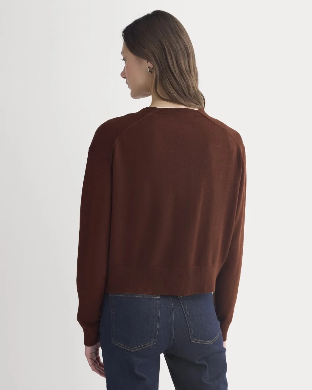 Deep V-Neck Cardigan in Cotton Merino | Whipped Cream (6)