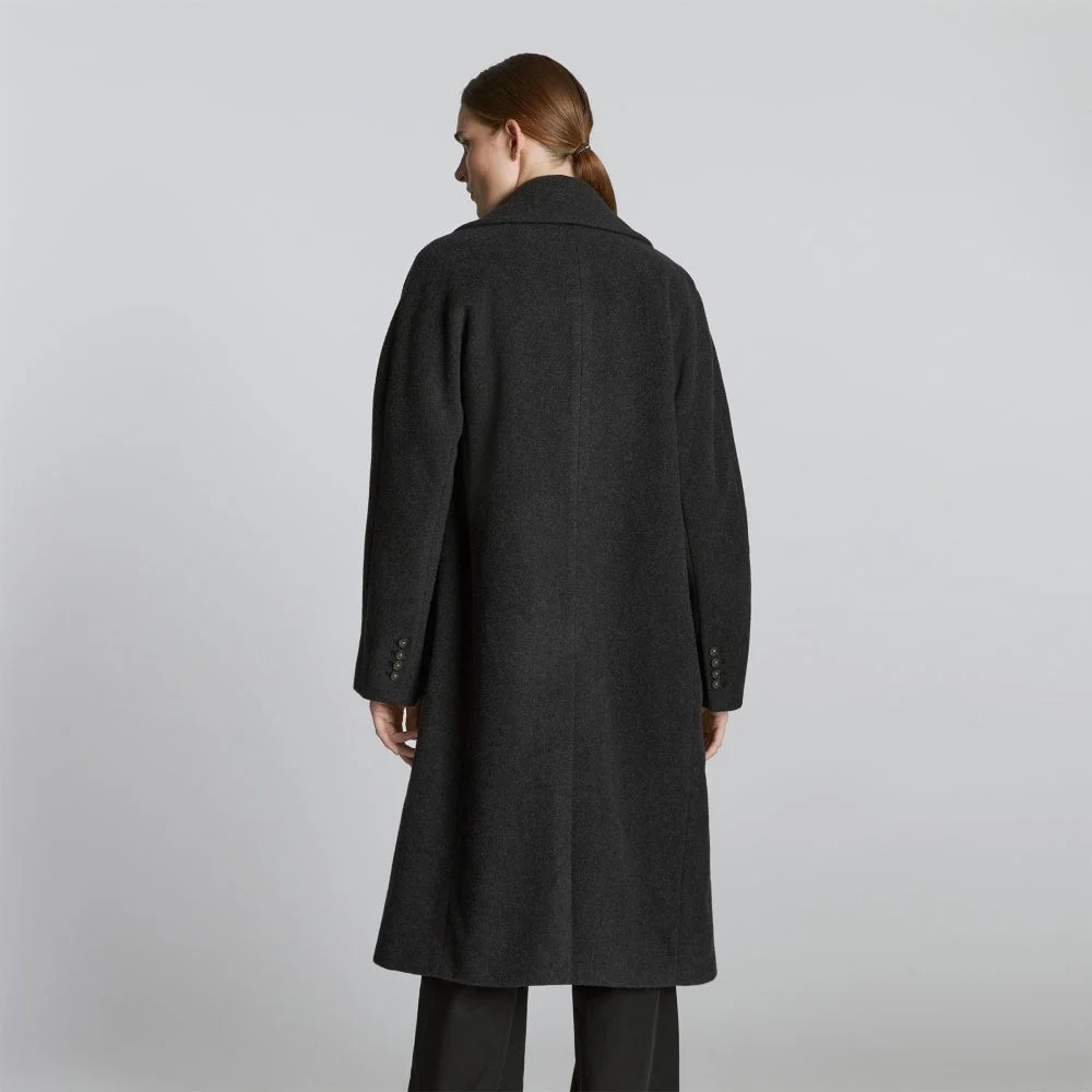 The Italian ReWool® Long Peacoat | Heathered Black (5)