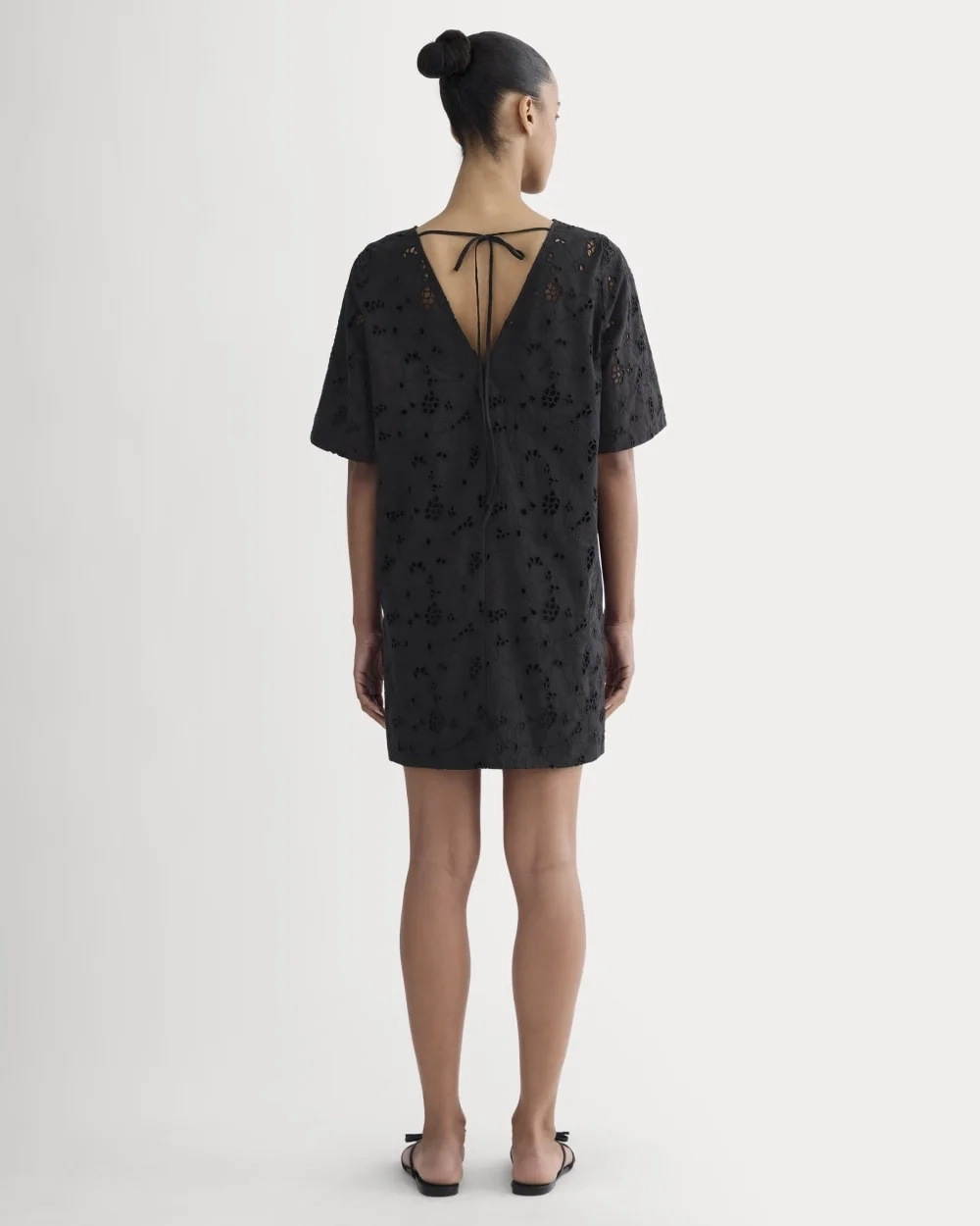 The Eyelet Mini Shift Dress | Black (5)